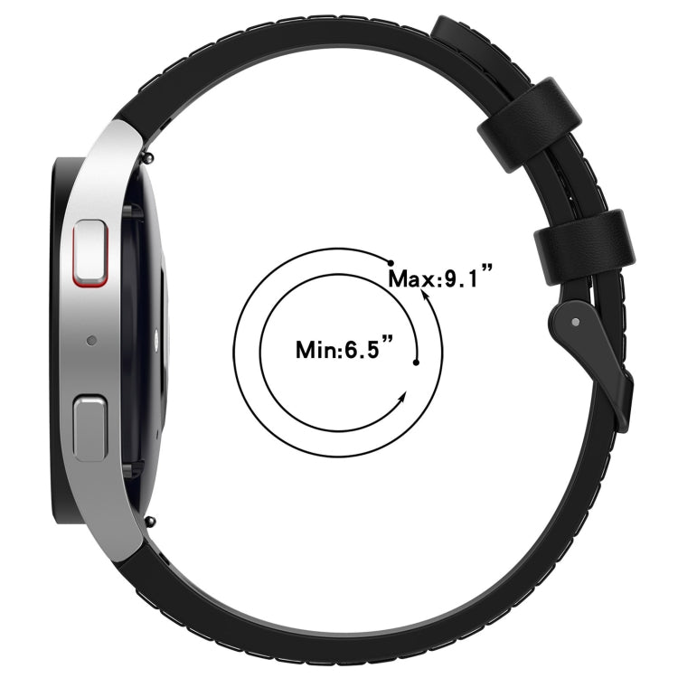 For Samsung Galaxy Watch 6 Classic Silicone Leather Black Buckle Watch Band(White) by buy2fix