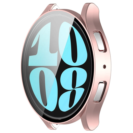 For Samsung Galaxy Watch6 40mm PC + Tempered Film Integrated Watch Protective Case(Rose Gold) by buy2fix