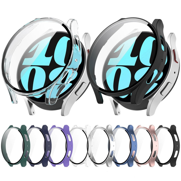 For Samsung Galaxy Watch6 44mm PC + Tempered Film Integrated Watch Protective Case(Black) by buy2fix