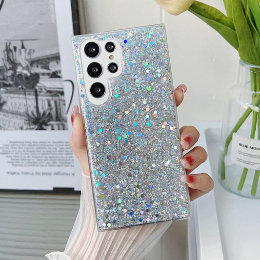 For Samsung Galaxy S24 Ultra 5G Glitter Sequins Epoxy TPU Phone Case(Silver) by buy2fix