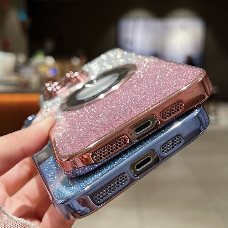 For iPhone 14 Pro Gradient Glitter Electroplating MagSafe TPU Phone Case(Rose) by buy2fix
