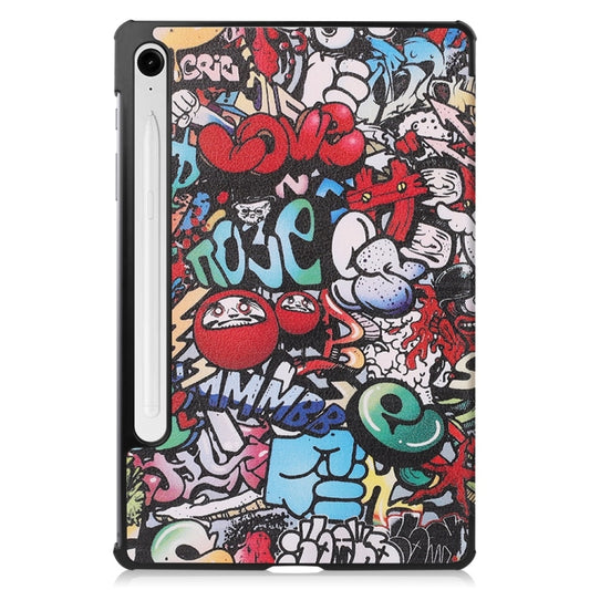 For Samsung Galaxy Tab S9 FE 10.9 JUNSUNMAY Custer Painted 3-Fold Stand Leather Smart Tablet Case(Graffiti) by JUNSUNMAY