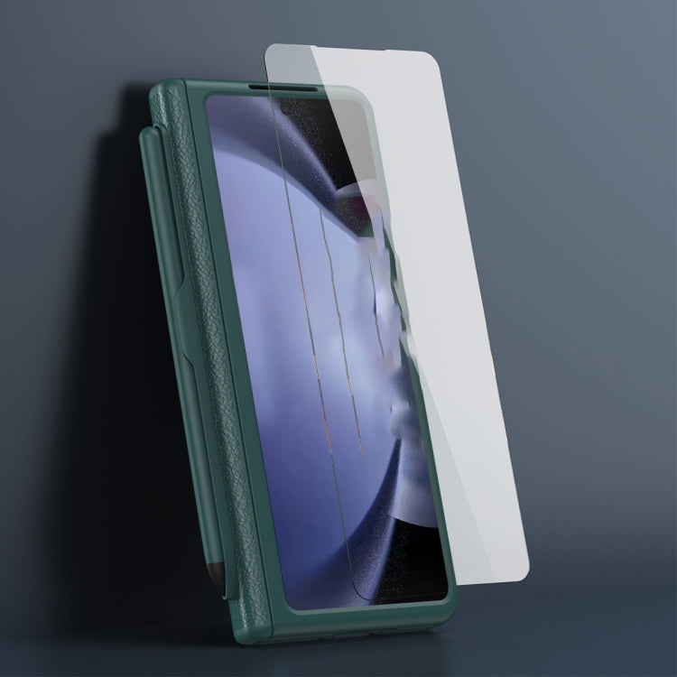 For Samsung Galaxy Z Fold6 Integrated Folding Hinge Leather Phone Case, No Pen(Green) - Galaxy Z Fold6 5G Cases by buy2fix | Online Shopping UK | buy2fix