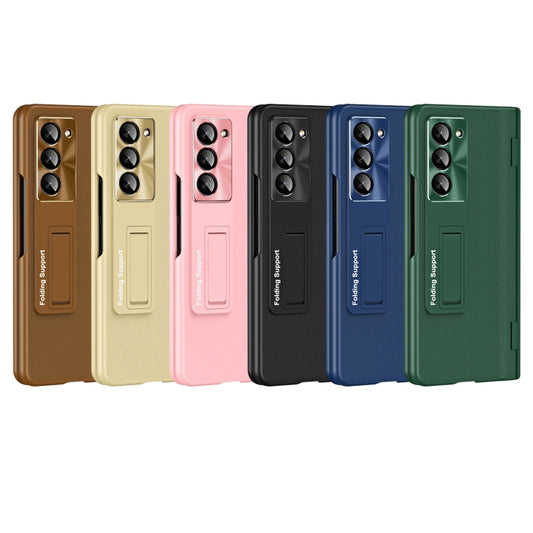For Samsung Galaxy Z Fold5 5G Shell-membrane Integrated Hinge All-around Leather Folding Phone Case(Green) - Galaxy Z Fold5 Cases by buy2fix | Online Shopping UK | buy2fix