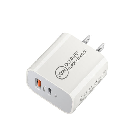 PD30W USB-C / Type-C + QC3.0 USB Dual Port Charger with 1m Type-C to Type-C Data Cable, AU Plug by buy2fix