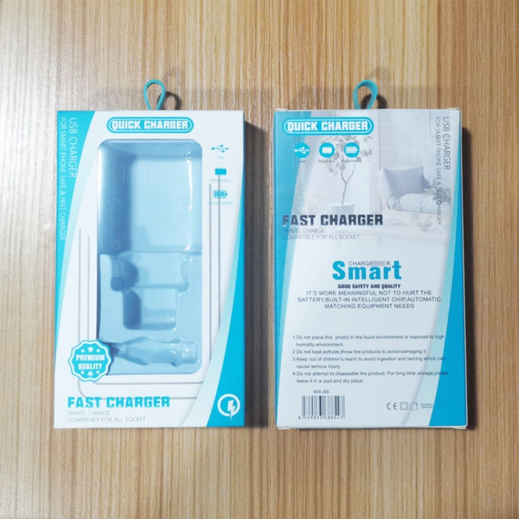 PD30W USB-C / Type-C + QC3.0 USB Dual Port Charger with 1m USB to Type-C Data Cable, EU Plug by buy2fix