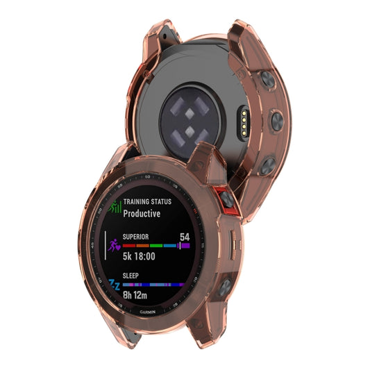 For Garmin Fenix 7S Pro Half-Package TPU Watch Protective Case(Transparent Orange) by buy2fix
