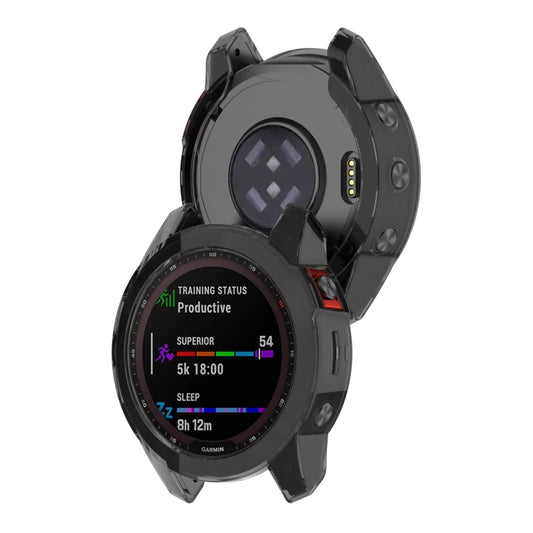 For Garmin Fenix 7S Pro Half-Package TPU Watch Protective Case(Transparent Black) by buy2fix