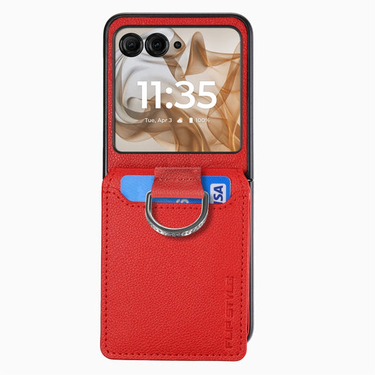 For Motorola Razr 50 Litchi Texture Leather Ring Wallet Phone Case(Red) by buy2fix