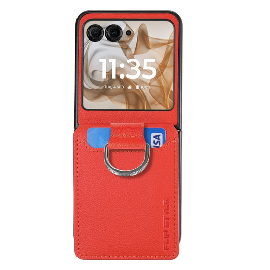 For Motorola Razr 50 Litchi Texture Leather Ring Wallet Phone Case(Orange) by buy2fix