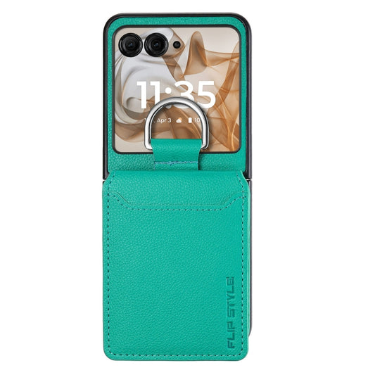For Motorola Razr 50 Ultra Litchi Texture Leather Ring Wallet Phone Case(Green) by buy2fix