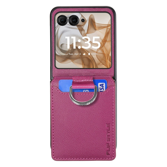 For Motorola Razr 50 Ultra Litchi Texture Leather Ring Wallet Phone Case(Purple) by buy2fix