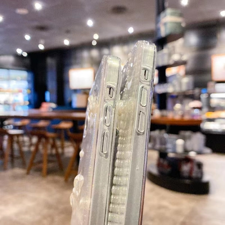 For iPhone 16 Pearl Bow Glitter Epoxy TPU Phone Case(Cross Knots) by buy2fix