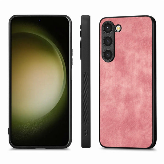 For Samsung Galaxy S23+ 5G ENKAY Retro Leather Skin PC Phone Case with 0.18mm Glass Film(Pink) by ENKAY