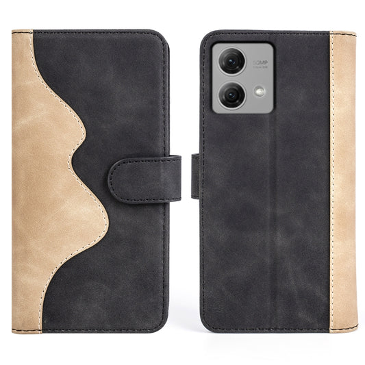 For Motolora Moto G84 Stitching Horizontal Flip Leather Phone Case(Black) by buy2fix