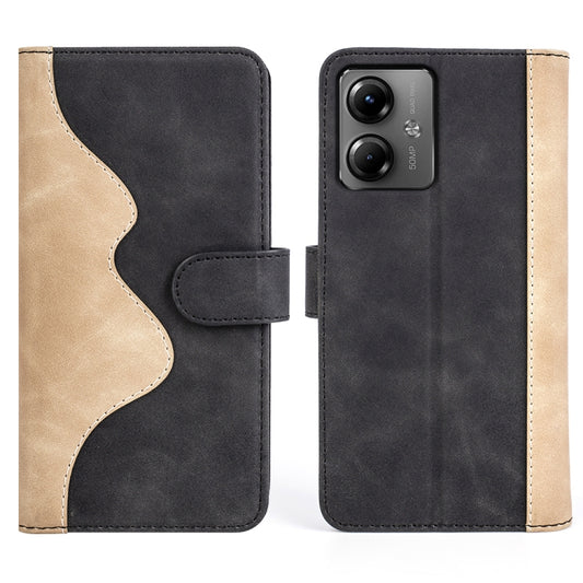 For Motolora Moto G14 Stitching Horizontal Flip Leather Phone Case(Black) by buy2fix