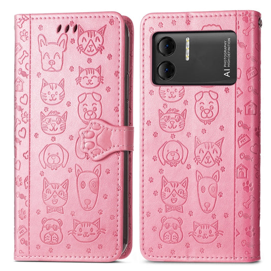 For DOOGEE X98 Pro / X98 Cat and Dog Embossed Leather Phone Case(Pink) by buy2fix