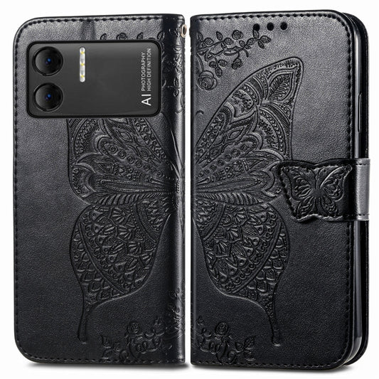 For DOOGEE X98 Pro / X98 Butterfly Love Flower Embossed Leather Phone Case(Black) by buy2fix