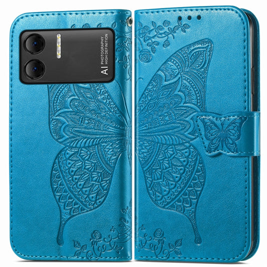 For DOOGEE X98 Pro / X98 Butterfly Love Flower Embossed Leather Phone Case(Blue) by buy2fix