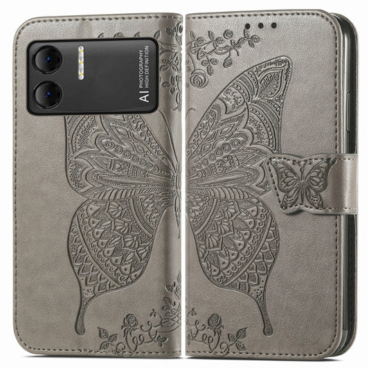 For DOOGEE X98 Pro / X98 Butterfly Love Flower Embossed Leather Phone Case(Grey) by buy2fix