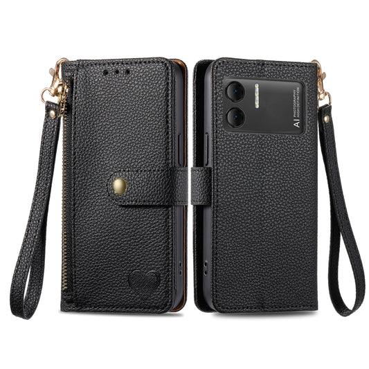 For DOOGEE X98 Pro / X98 Love Zipper Lanyard Leather Phone Case(Black) by buy2fix