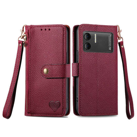 For DOOGEE X98 Pro / X98 Love Zipper Lanyard Leather Phone Case(Red) by buy2fix