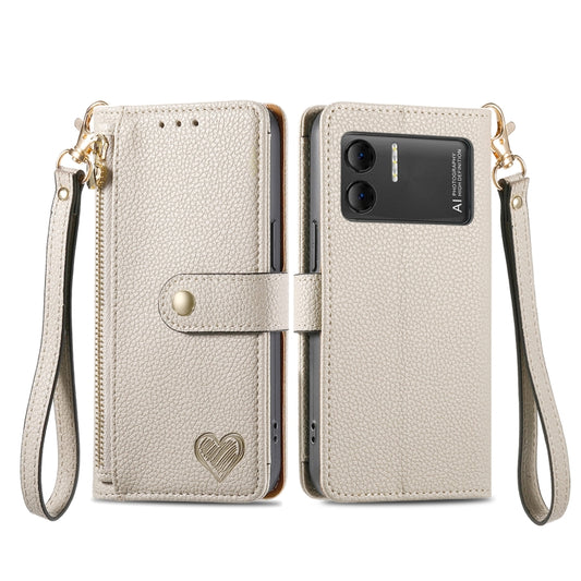 For DOOGEE X98 Pro / X98 Love Zipper Lanyard Leather Phone Case(White) by buy2fix