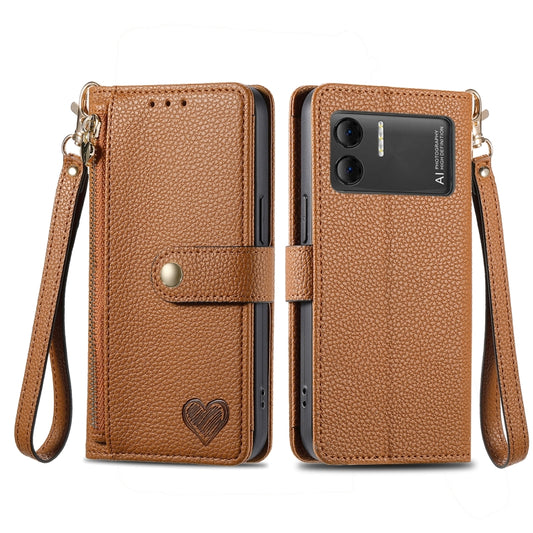 For DOOGEE X98 Pro / X98 Love Zipper Lanyard Leather Phone Case(Brown) by buy2fix