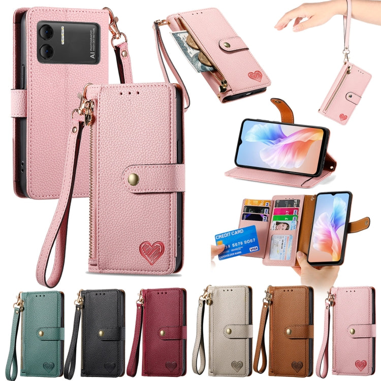For DOOGEE X98 Pro / X98 Love Zipper Lanyard Leather Phone Case(Green) by buy2fix