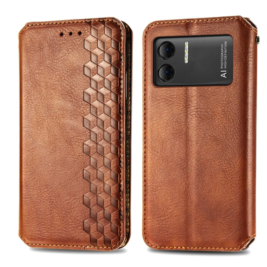 For DOOGEE X98 Pro / X98 Cubic Grid Pressed Magnetic Leather Phone Case(Brown) by buy2fix