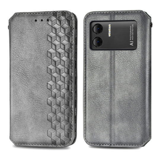 For DOOGEE X98 Pro / X98 Cubic Grid Pressed Magnetic Leather Phone Case(Grey) by buy2fix