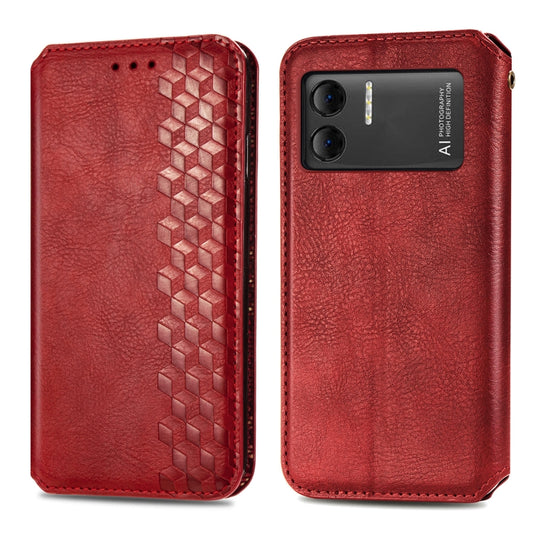 For DOOGEE X98 Pro / X98 Cubic Grid Pressed Magnetic Leather Phone Case(Red) by buy2fix