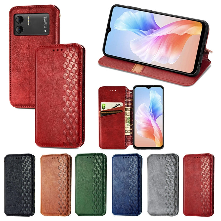 For DOOGEE X98 Pro / X98 Cubic Grid Pressed Magnetic Leather Phone Case(Bule) by buy2fix