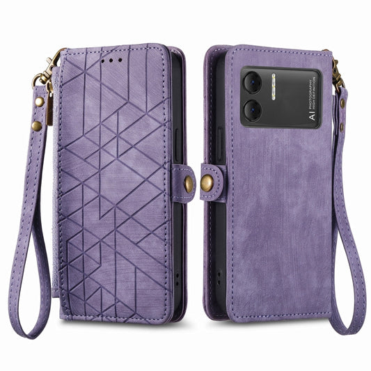 For DOOGEE X98 Pro / X98 Geometric Zipper Wallet Side Buckle Leather Phone Case(Purple) by buy2fix