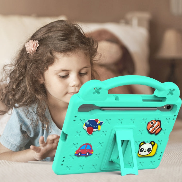 For Samsung Galaxy Tab S9 FE / X510N Handle Kickstand Children EVA Shockproof Tablet Case(Mint Green) by buy2fix
