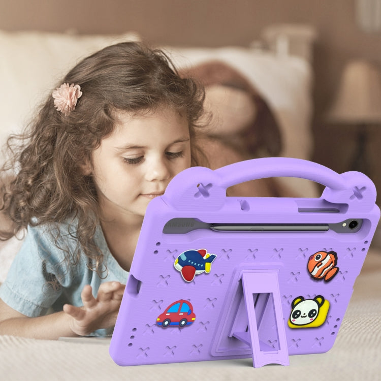 For Samsung Galaxy Tab S9 FE / X510N Handle Kickstand Children EVA Shockproof Tablet Case(Light Purple) by buy2fix