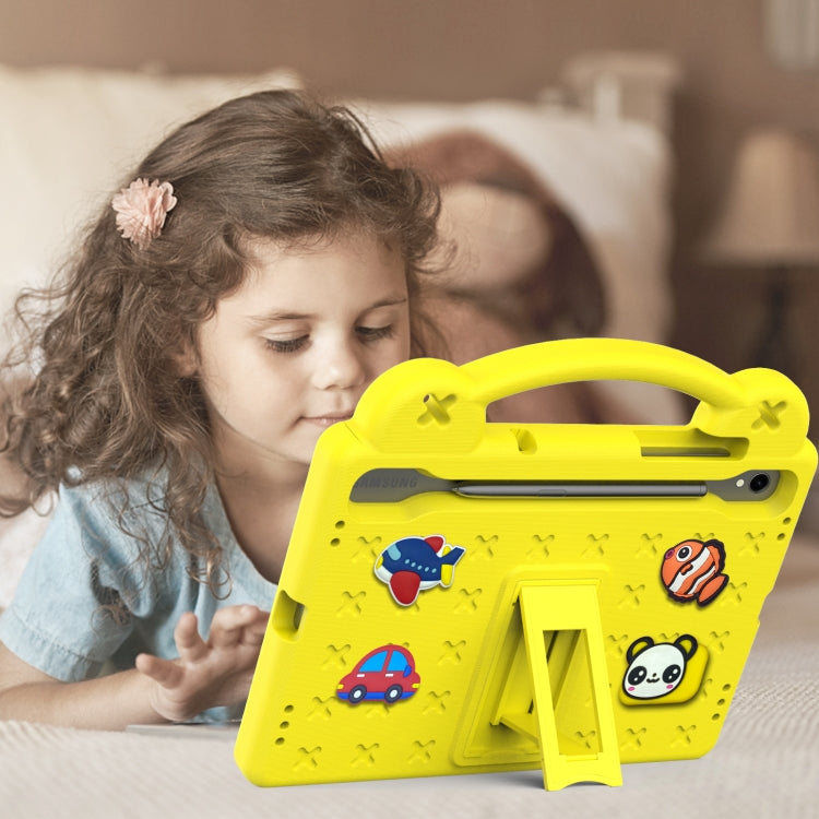 For Samsung Galaxy Tab S9 FE / X510N Handle Kickstand Children EVA Shockproof Tablet Case(Yellow) by buy2fix