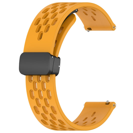 For Amazfit GTS 20mm Folding Magnetic Clasp Silicone Watch Band(Yellow) by buy2fix