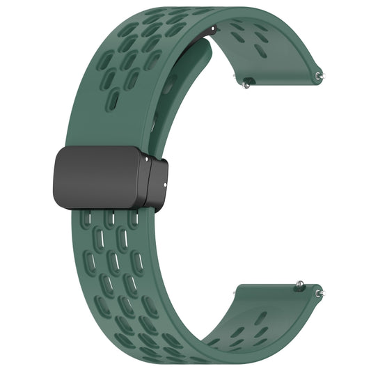 For Huawei Watch Buds 22mm Folding Magnetic Clasp Silicone Watch Band(Dark Green) by buy2fix