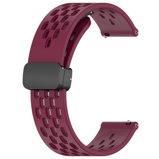 For Huawei GT2 46mm 22mm Folding Magnetic Clasp Silicone Watch Band(Wine Red) by buy2fix