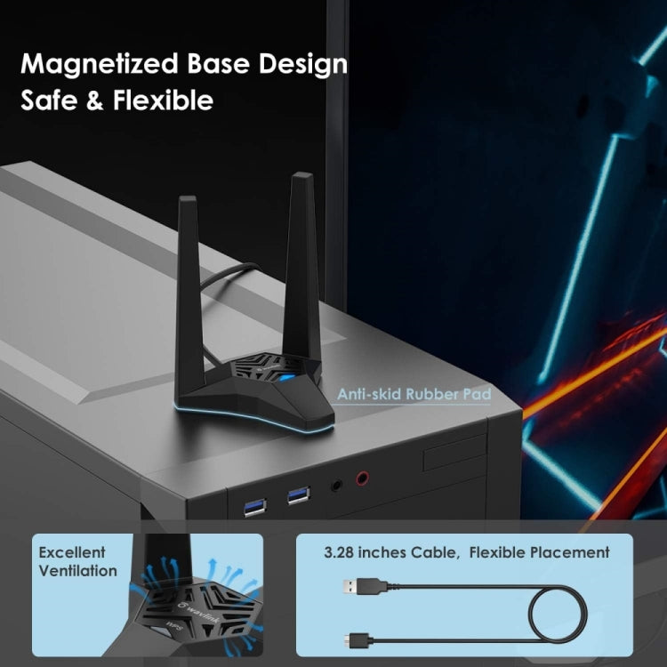 WAVLINK WN692A3 Lag-Free Gaming High Speed AC1300M Wireless Dual Band USB 3.0 Adapter by WAVLINK