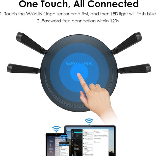 WAVLINK WN531MX3 Wider Coverage AX3000 WiFi 6 Wireless Routers Dual Band Wireless Repeater, Plug:US Plug by buy2fix