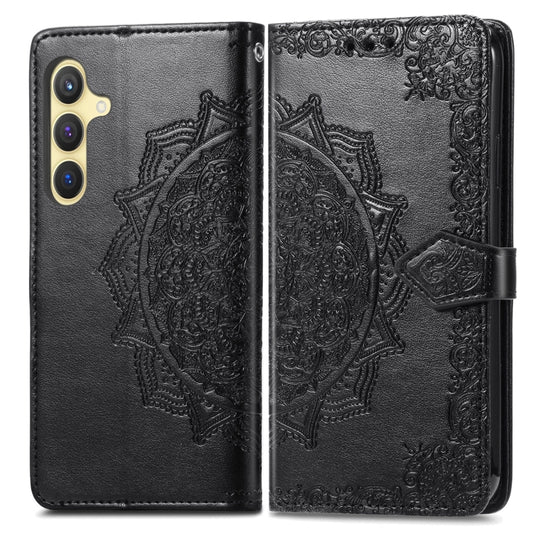 For Samsung Galaxy S24 5G Mandala Flower Embossed Leather Phone Case(Black) by buy2fix