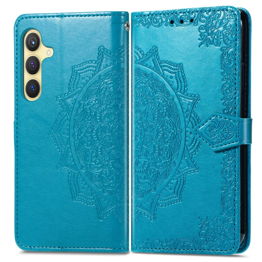 For Samsung Galaxy S24+ 5G Mandala Flower Embossed Leather Phone Case(Blue) by buy2fix