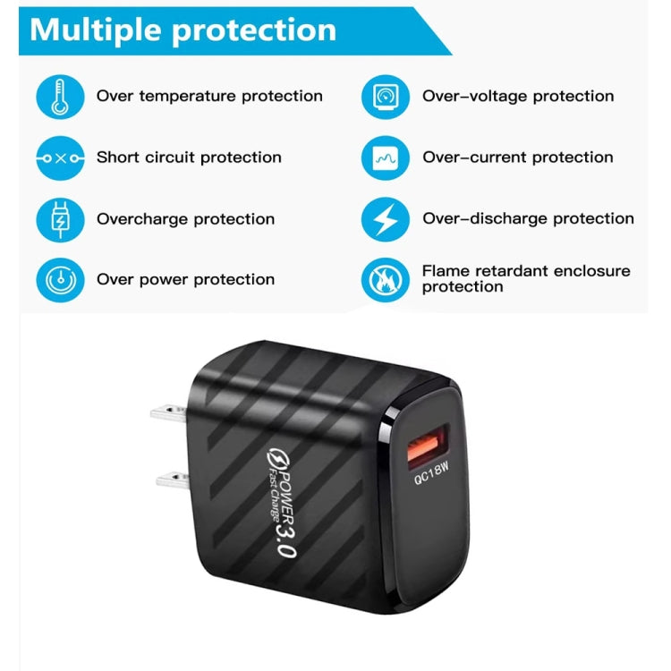 TE-005 USB3.0 QC3.0 18W 3A Interface Mobile Phone Fast Charger, US Plug(White) by buy2fix