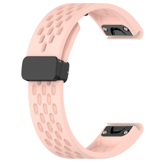 For Garmin Descent Mk3i 43mm Hole Folding Buckle 20mm Silicone Watch Band(Pink) by buy2fix