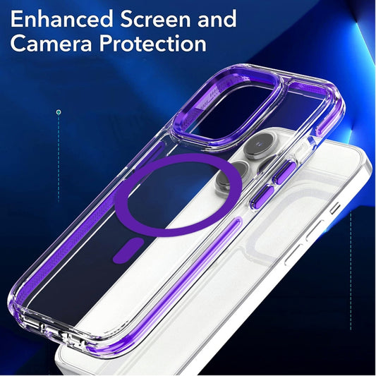 For iPhone 15 Dual-color MagSafe TPU Hybrid Clear PC Shockproof Phone Case(Orange) by buy2fix