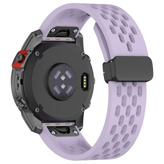 For Garmin Fenix 7X Quick Release Holes Magnetic Buckle Silicone Watch Band(Purple) by buy2fix
