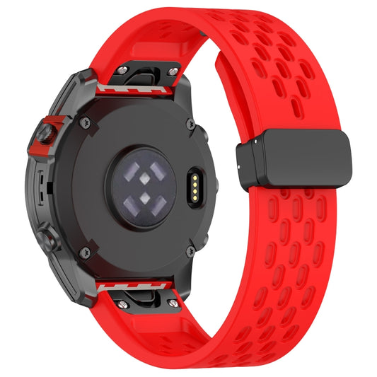 For Garmin Fenix 5X GPS / 5X Puls Quick Release Holes Magnetic Buckle Silicone Watch Band(Red) by buy2fix