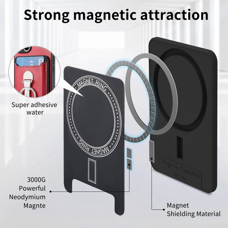 For iPhone 15 Plus Skin Feel Ring Holder Wallet Magnetic Phone Case(Red) - iPhone 15 Plus Cases by buy2fix | Online Shopping UK | buy2fix